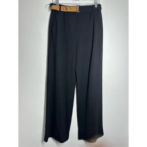 Comma, Black Straight Leg Viscose Blend Women’s Pants Trousers Belted Size 8 EUC